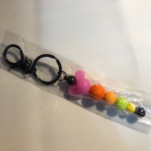 Gunmetal Mickey Keyring - rainbow colors
